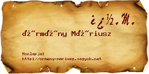 Örmény Máriusz névjegykártya